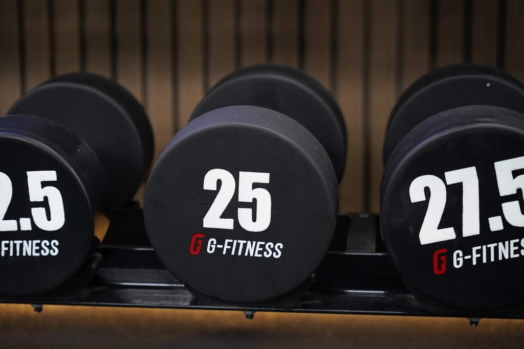 Mancuerna TPU con logo G-Fitness 25KG